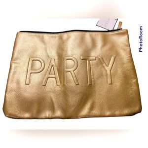 Macy's gold large makeup bag